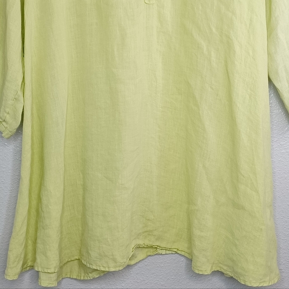 Match Point 100% Linen Artsy Lagenlook Lime Tunic Top - Picture 5 of 16
